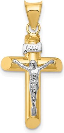 Diamond2Deal 14k Two-tone Gold Polished Crucifix Pendant