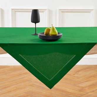 Solino Home Linen Table Throw - Classic Hemstitch, 52 x 52 Inch, 52 x 52 Inch in Garden Green at Nordstrom, Size Medium