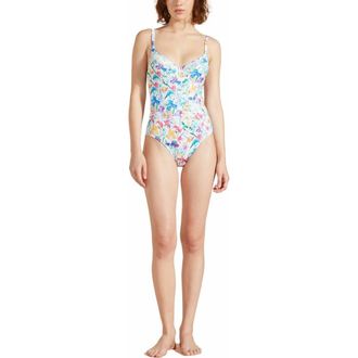 Vilebrequin Womens Happy Flowers Halter One-Piece Swimsuit in Blanc at Nordstrom, Size Medium