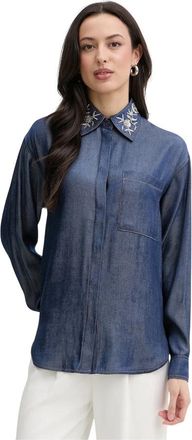 Liu Jo Blouse met afneembare kraag - Dames - Spijkeroverhemden - Blauw - M - Denim - Overhemden