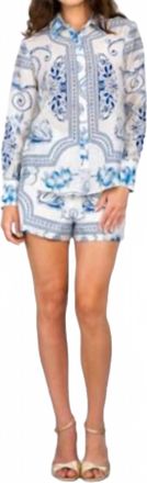 Lavender Brown Alivia Top In Blue/white Combo