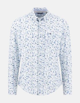 Fynch-Hatton Mens Premium Allover Flower Print Button Down Shirt Horizon Blue - Size: 46/Regular