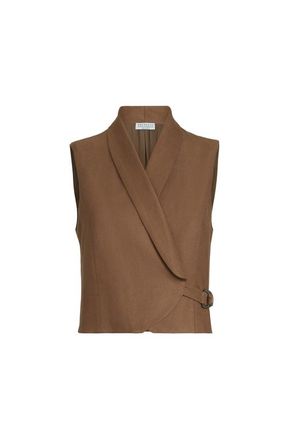 Brunello Cucinelli Linen diagonal vest in Mou at Nordstrom, Size 48 It