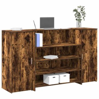 Berkfield Home Reception Desk Smoked Oak 180x50x103.5 cm Engineered Wood in Brown