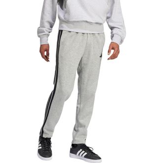 adidas Essentials 3-Stripes Fleece Sweatpants in Medium Grey Heather/Black at Nordstrom, Size X-Large