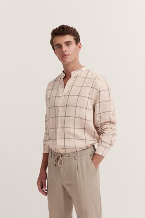 Bugatti Langarmhemd BUGATTI, Herren, Gr. 4XL, Normalgr&ouml;ssen, beige (30, beige), 100% Leinen, gestreift, regular fit, eckige 2-Knopf-Manschette, Hemden Langarm