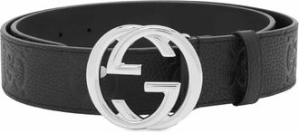 Gucci Interlocking G Buckle Leather Belt, Size 75 cm