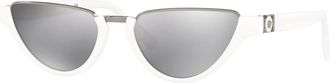 Versace Medusa Medaillon Zonnebril Wit/Zilver - Dames - Zonnebrillen - Wit - 54 MM - Accessoires