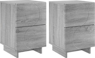vidaXL Mesa De Noche 2 Uds. Sonoma Gris 33,5 X 34,5 X 50 Cm Vidaxl