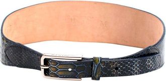 Ports 1961 Ports Blue and Green Snakeskin Embossed Leather Waist Belt