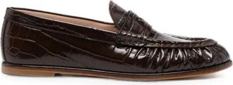 Stuart Weitzman Krokodillenleren Loafers - Dames - Loafers - Bruin - 38 EU - Leer - Schoenen