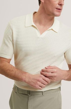 Ted Baker Bestel Textured Cotton Polo in White at Nordstrom, Size 5