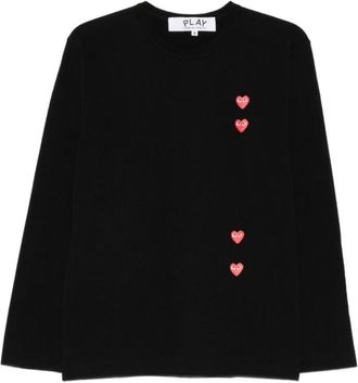 Comme Des Gar&ccedil;ons Black Crew Neck Heart Print T-Shirt