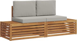 vidaXL 2 Uds. Conjunto De Sof&aacute;s De Exterior Gris Natural Y Claro Vidaxl