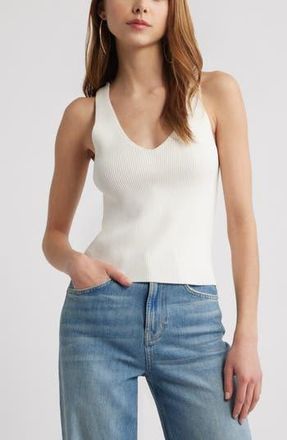 Open Edit Sculpt V-Neck Tank in Ivory Cloud at Nordstrom Rack, Size Large