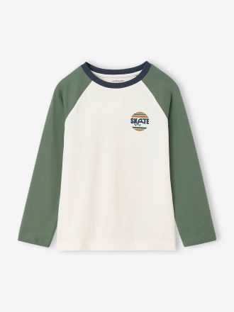 Vertbaudet Langarmshirt f&uuml;r Jungen mit Colorblock-Effekt salbeigr&uuml;n