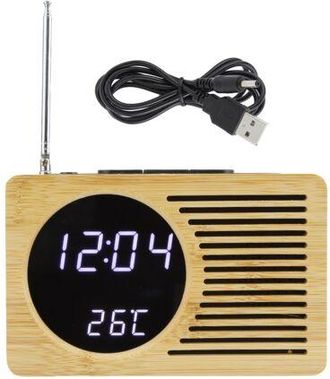 OEM Reloj Despertador Digital Led Usb Vers&aacute;til Con Visualizaci&oacute;n De Hora Y Temperatura, Term&oacute;metro, Radio Fm Y Funci&oacute;n De Radio Fm