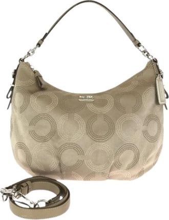 Coach Pre-owned Madison Dotted Op Art Satin 2way Bag - Dames - Vintage Schoudertas - Beige - ONE Size - Leer - Vintage