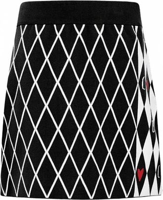 JC de Castelbaljac Womens Heart-Embroidered Knit Golf Culottes Skort In Black