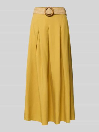 Apricot Maxirock aus Lyocell-Mix mit G&uuml;rtel in Flecht-Optik in Senf, Gr&ouml;&szlig;e XXL