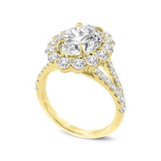 LuvMyJewelry Sabina 14K Yellow Gold Oval Lab Grown Diamond Halo Engagement Ring - 4.7 Ct at Nordstrom, Size 6.5