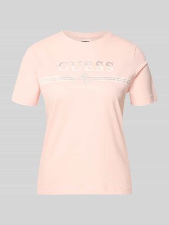 Guess T-Shirt mit Strasssteinbesatz Modell SIENA in Hellrosa, Gr&ouml;&szlig;e XL