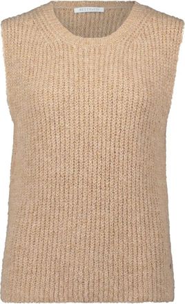 Betty & Co Truien & Vesten, Dames, Beige, 2Xl, Mouwloze gebreide trui