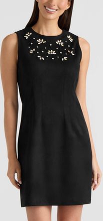 Ellen Tracy Womens Embellished Faux Suede Dress