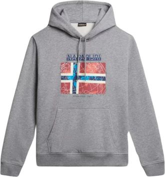Napapijri Lange Mouw Katoenen Sweatshirt Grijs - Heren - Hoodies - Grijs - L - Katoen - Hoodies & sweatvesten
