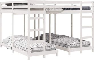 vidaXL Triple Bunk Bed Frame White 200 x 200 cm Solid Pine Wood vidaXL