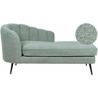 Beliani Chaise Longue Sinistra in Velluto Verde e Gambe nere Allier