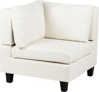 Beliani Beliani - Fabric Polyester 1-Seat Corner Section Armchair Seat Padded with Throw Cushion Off-White Unstad