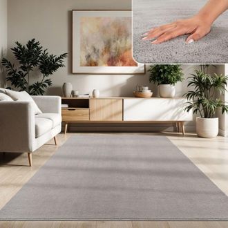 Paco Home Paco Home Tappeto Moderno per Soggiorno a Pelo Corto Lavabile Morbido Uni Effetto Pelliccia Antiscivolo Grigio, 300x400 cm