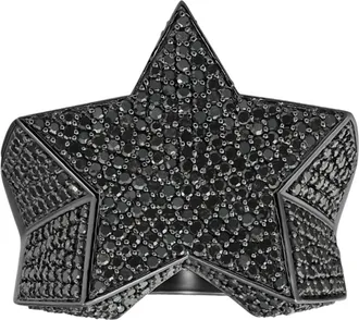 Pompeii3 2Ct Black Diamond Star Mens Ring 10k Black Gold