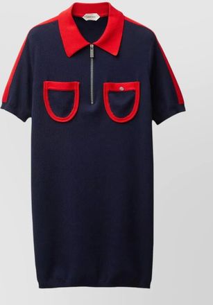 Versace knit midi dress zip pointed collar