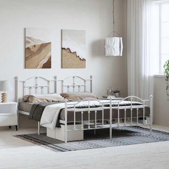 vidaXL Vidaxl - Estructura Cama Sin Colch&oacute;n Con Estribo Metal Blanco 183x213 Cm