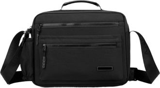 Generic Compatible For Mens Casual Oxford Cloth Bag Simple Shoulder Crossbody Style Handbag Neutral Minimalist Pure Color Polyest(Black)