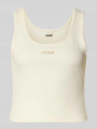 Guess Slim Fit Top mit Logo-Stitching Modell Circe in Weiss, Gr&ouml;&szlig;e XL