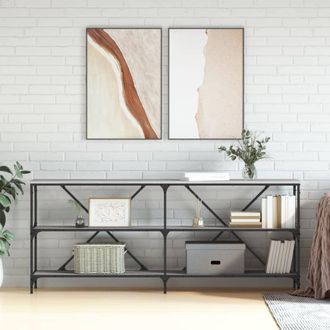vidaXL Vidaxl - Mesa Consola Hierro Y Madera Ingenier&iacute;a Gris Sonoma 180x30x75cm