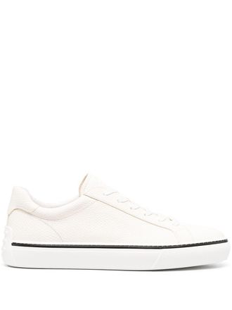 Tod's contrast-trim low-top sneakers - men - Leather/Leather/Rubber - 7 - White