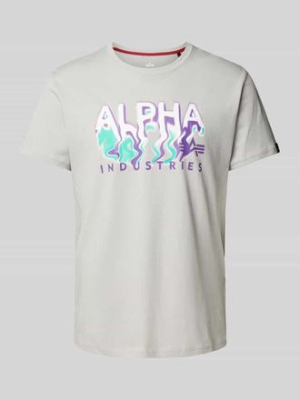 Alpha Industries Alpha Industries T-Shirt mit Label-Print Modell Nebula in Hellgrau, Gr&ouml;&szlig;e L