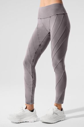 Alo Washed Alosoft High-Waist Sunray Legging in Cool Grey Wash, Size: Medium