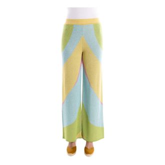 Akep Jacquard Wijde Broek - Dames - Wijde Broeken - Veelkleurig - S - Katoen - Broeken
