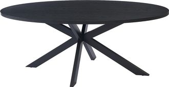 Vente-Unique Mesa de comedor para 8 personas chapada en roble y metal - Negro - LINIOMA