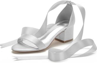 Miyoopark Comfortable Wedding Shoes for Women Block Low Heel Evening Sandals M535 Silver UK 4.5
