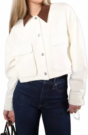 Free People Womens Martha Workwear Jacket In Ecru