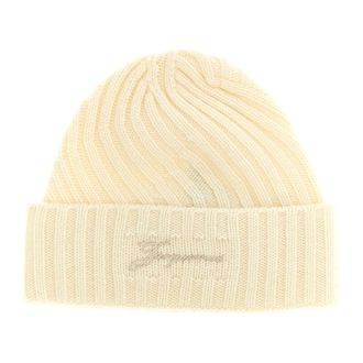 Jacquemus Accessoires, Heren, Wit, ONE Size, Wol, Le Bonnet Tourni