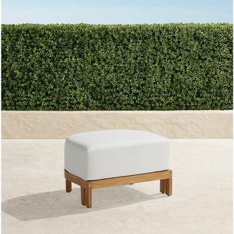 Frontgate Porticello Ottoman in Natural Teak - Dune - Frontgate