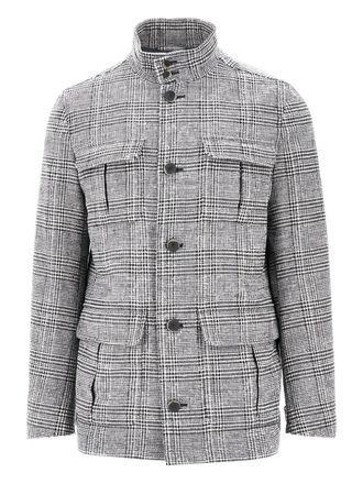 Herno checked single breasted coat - Grey