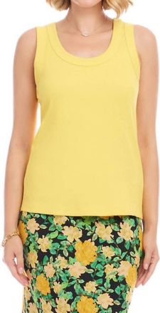 Karen Kane Ribbed Scoop Neck Tank In Lemon